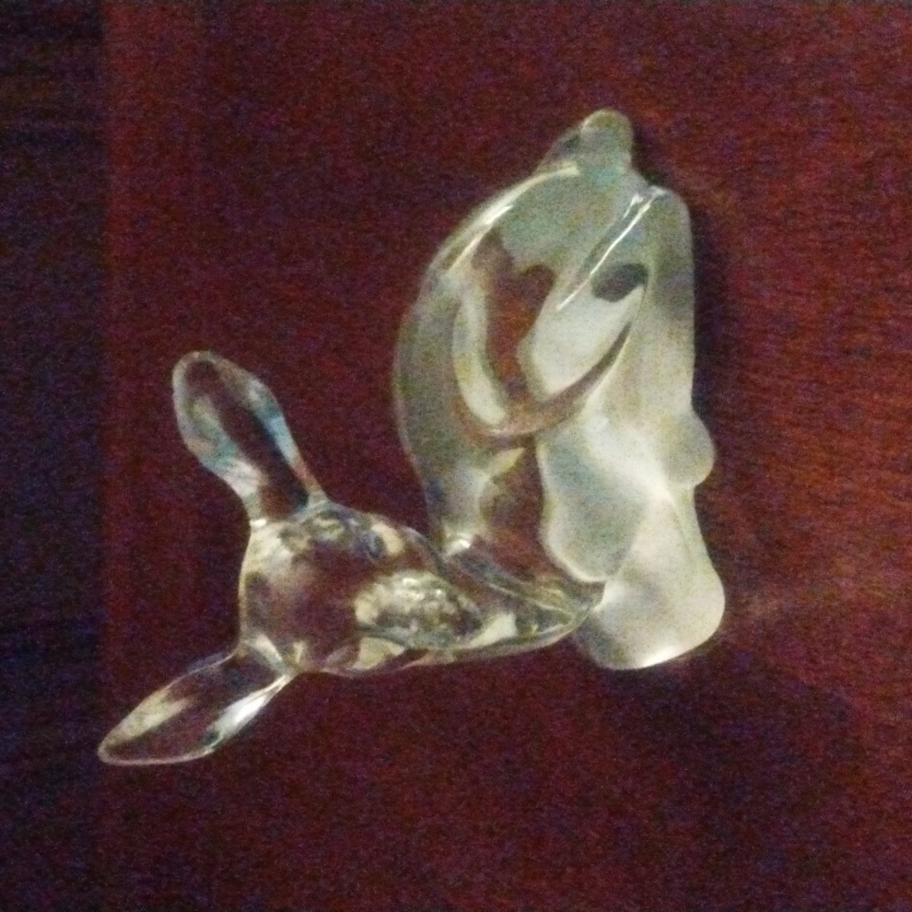 VTG Clear Glass Fawn Figurine